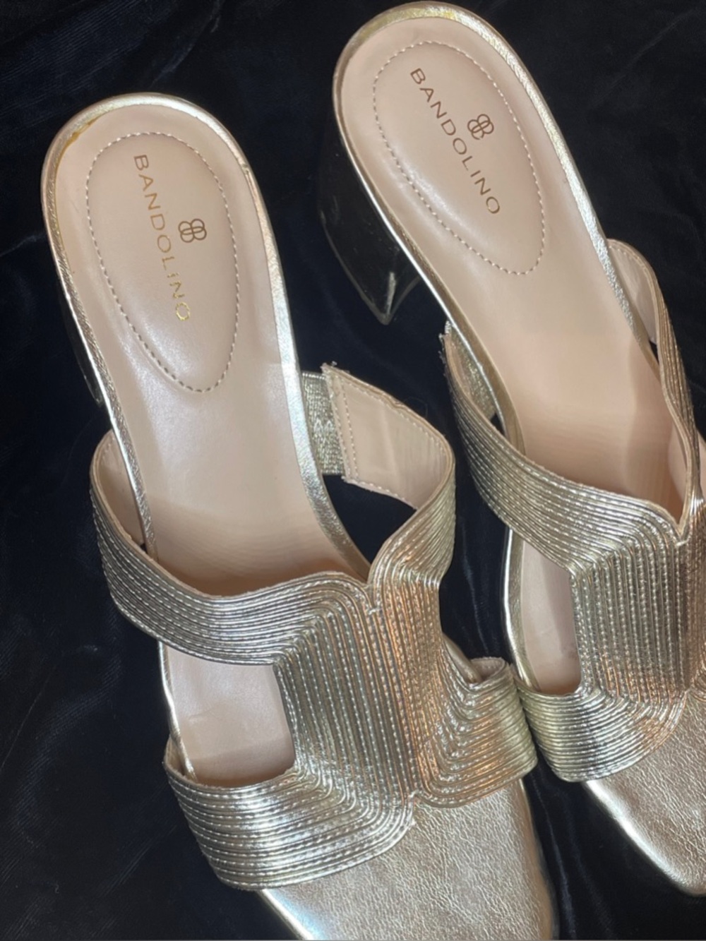 Bandolino Merily Metallic Gold Slide Sandals - Size 10 Summer Dress Formal Event - Picture 5 of 6